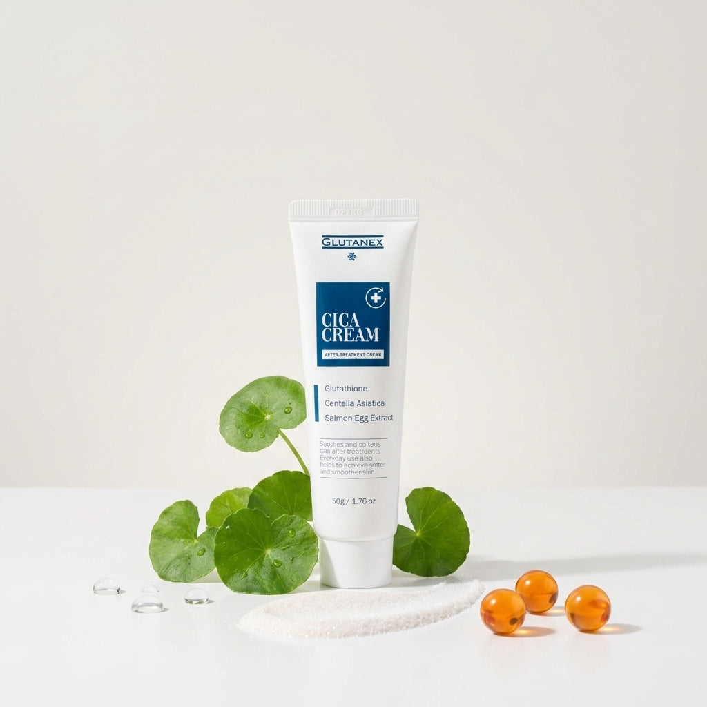 Glutanex Cica Cream texture detail showing product consistency for Orlena Skin