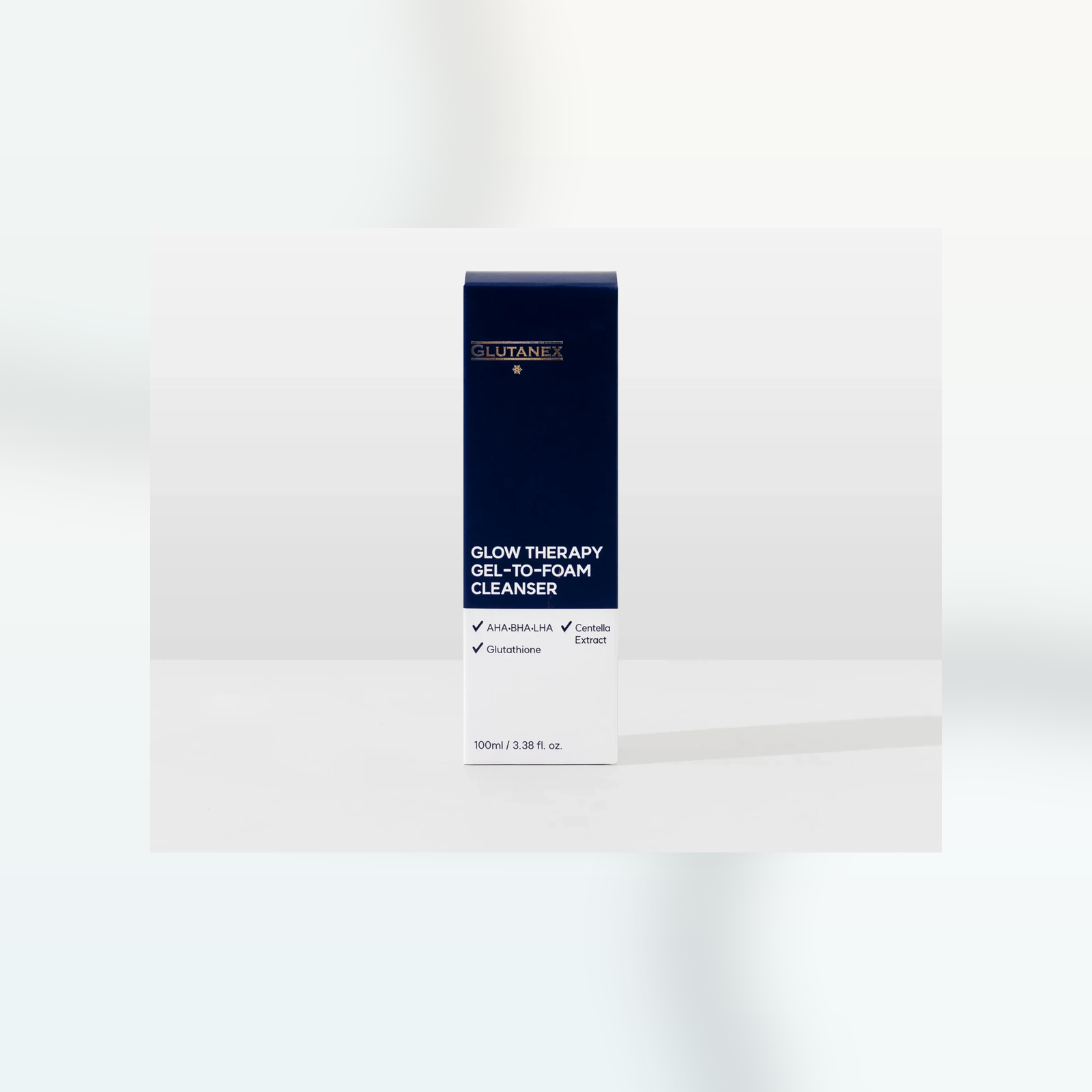 Glutanex Glow Therapy Gel-to-Foam Pomelli-style product shot for Orlena Skin