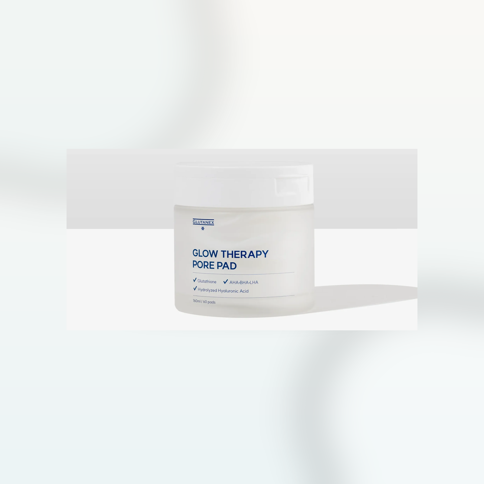 Glutanex Glow Therapy Pore Pad Pomelli-style product shot for Orlena Skin