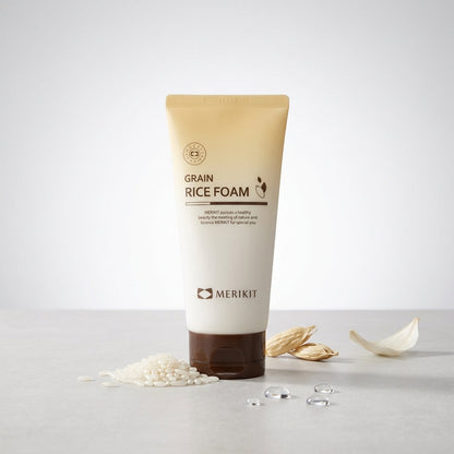 Merikit Grain Rice Foam Cleanser texture detail showing product consistency for Orlena Skin